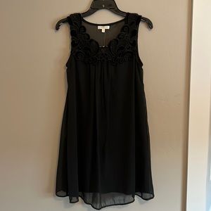 Love Fire Brand- Black Chiffon sleeveless dress w/lace detail on top.